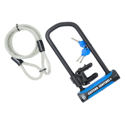 U Lock Oxford Sentinel Pro Duo 320MM X 177MM D Lock Secure Ebike Eelektrisk skoter SIlver Rating Bepansrad kabel